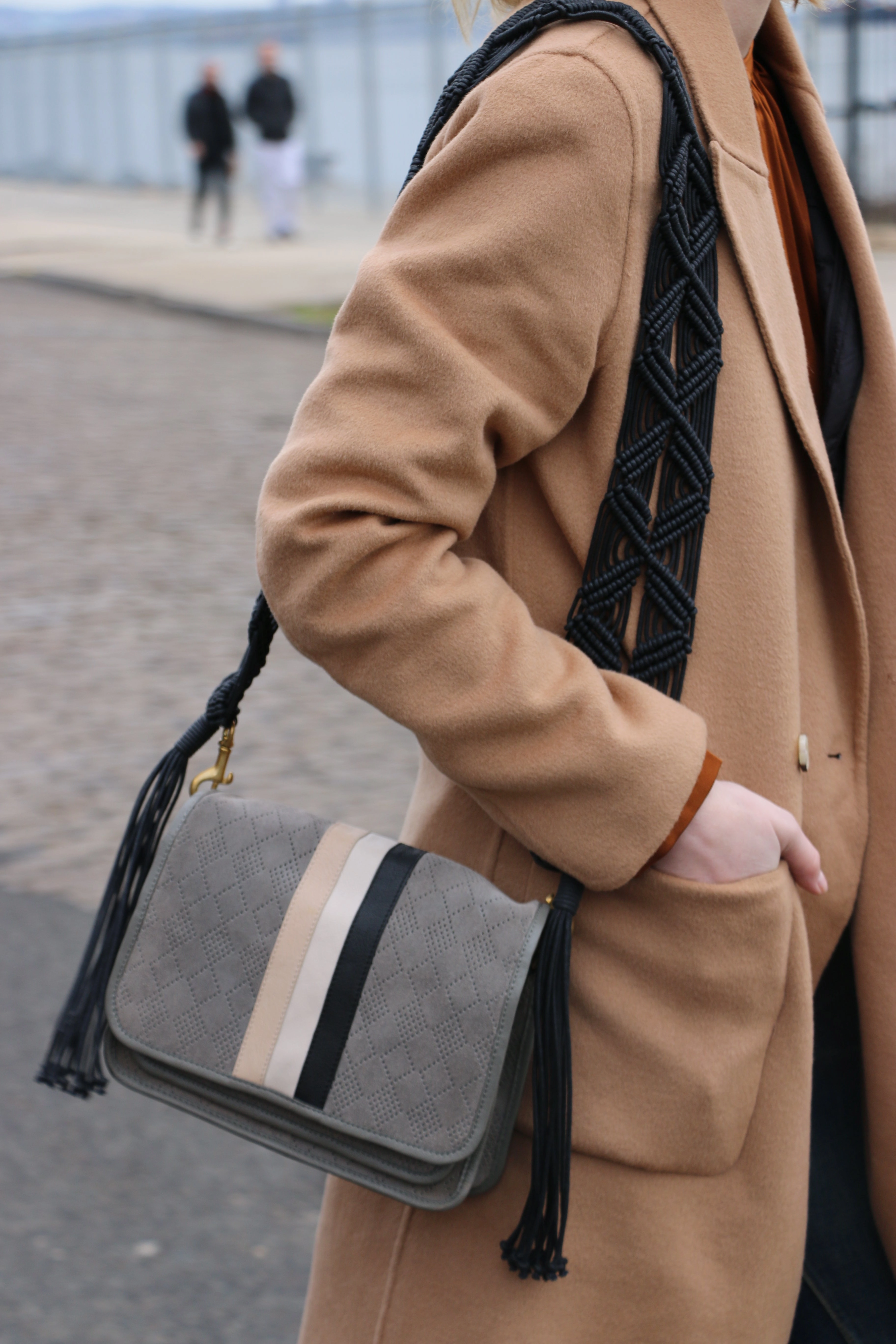 Suede Diamond Perforated Eva Shoulder Bag