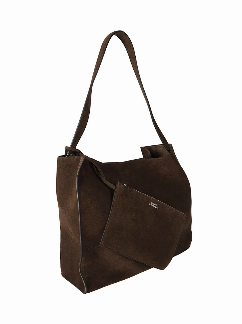 Suede Leather Tote With Single Strap