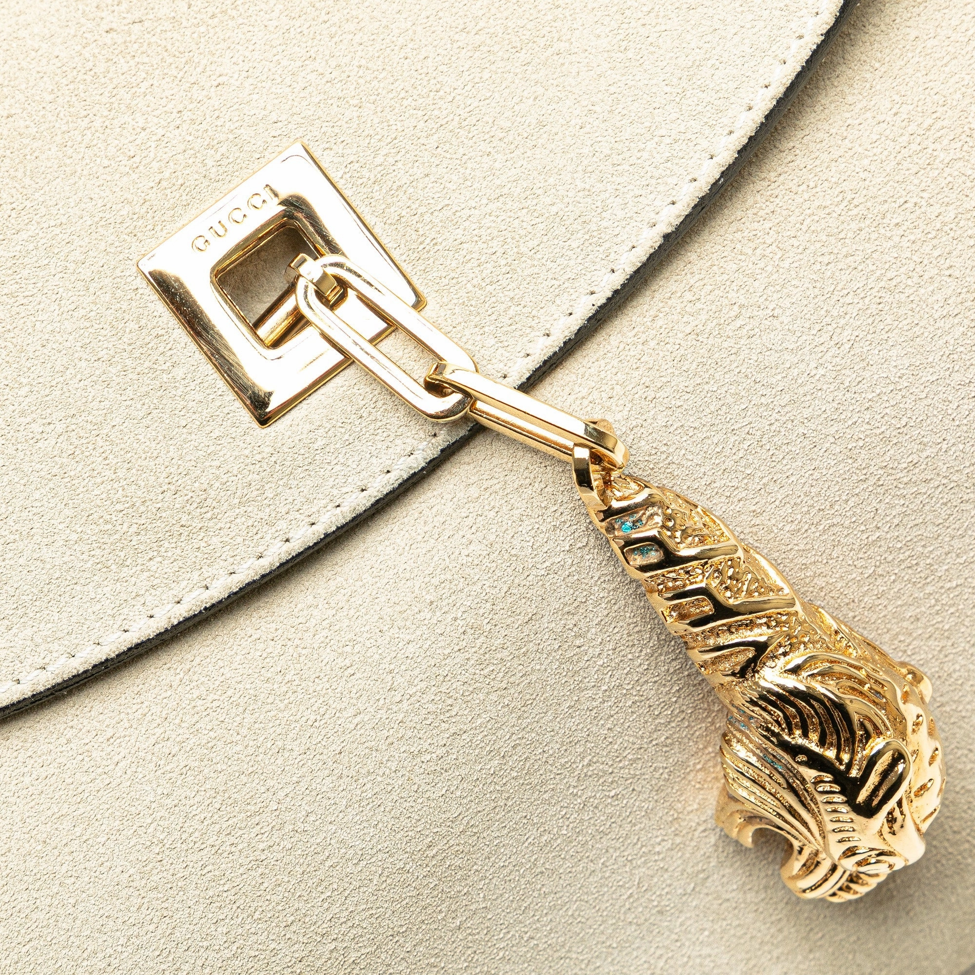 Suede Tiger Head Shoulder Bag