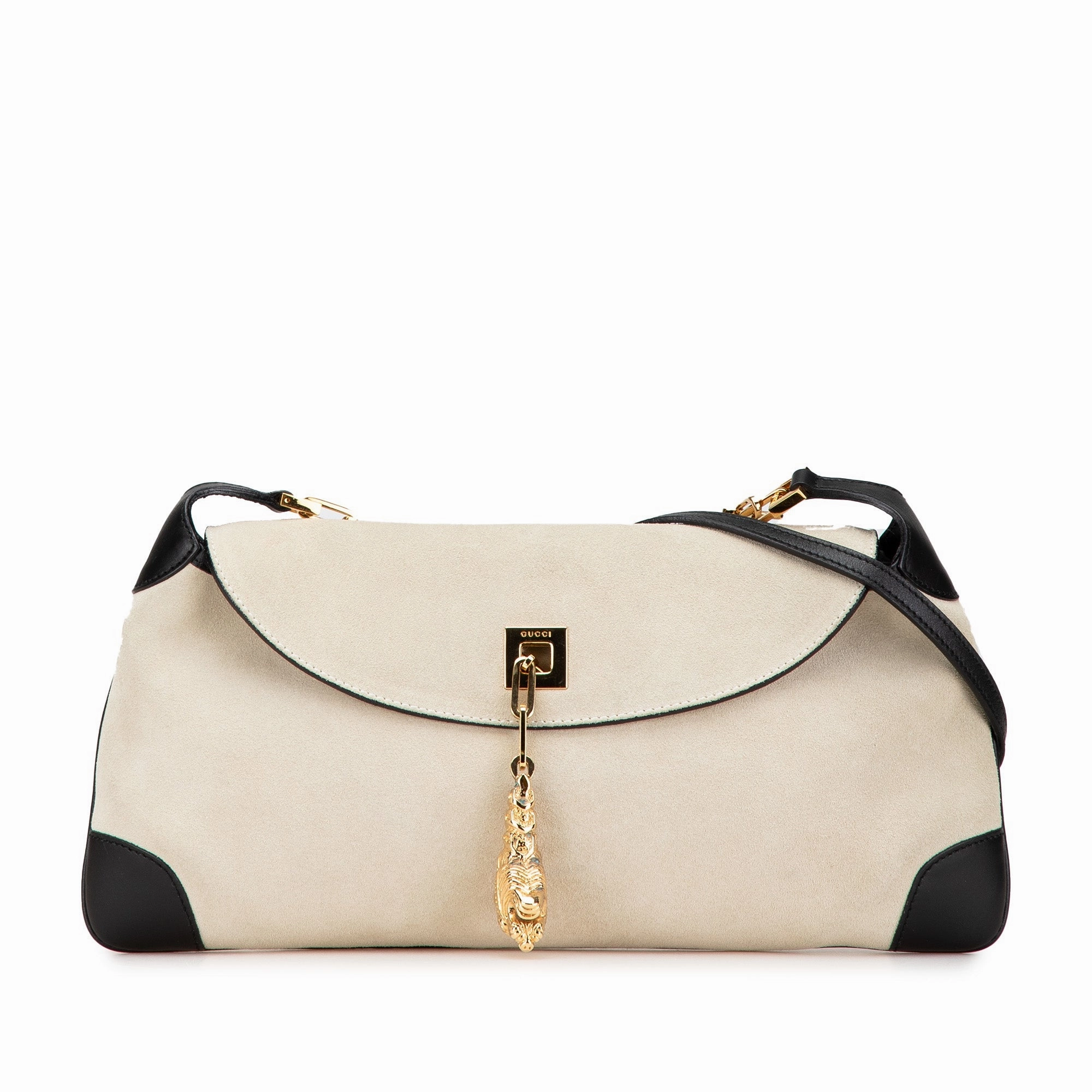 Suede Tiger Head Shoulder Bag