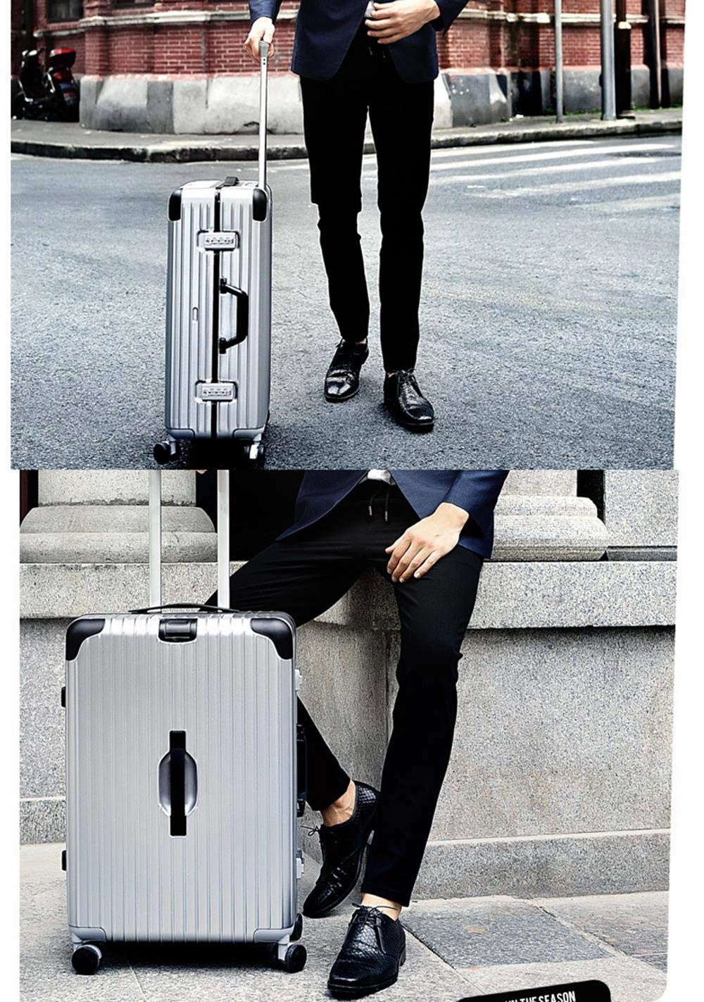 Suitcase, Aluminum Frame Trolley Case, Universal Wheel Luggage Code Suitcase High-Grade Aluminum Frame, Dark green, 24 inche