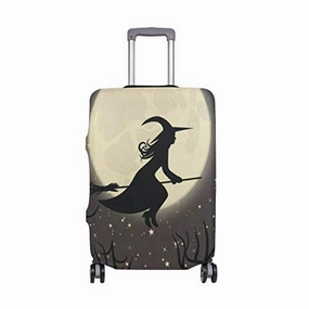 Suitcase Cover Witch With A Broom Luggage Cover Travel Case Bag Protector for Kid Girls