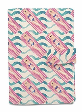 Swiming Pool Beige Printed Canvas Vintage Passport Holder Cover Case Was_11
