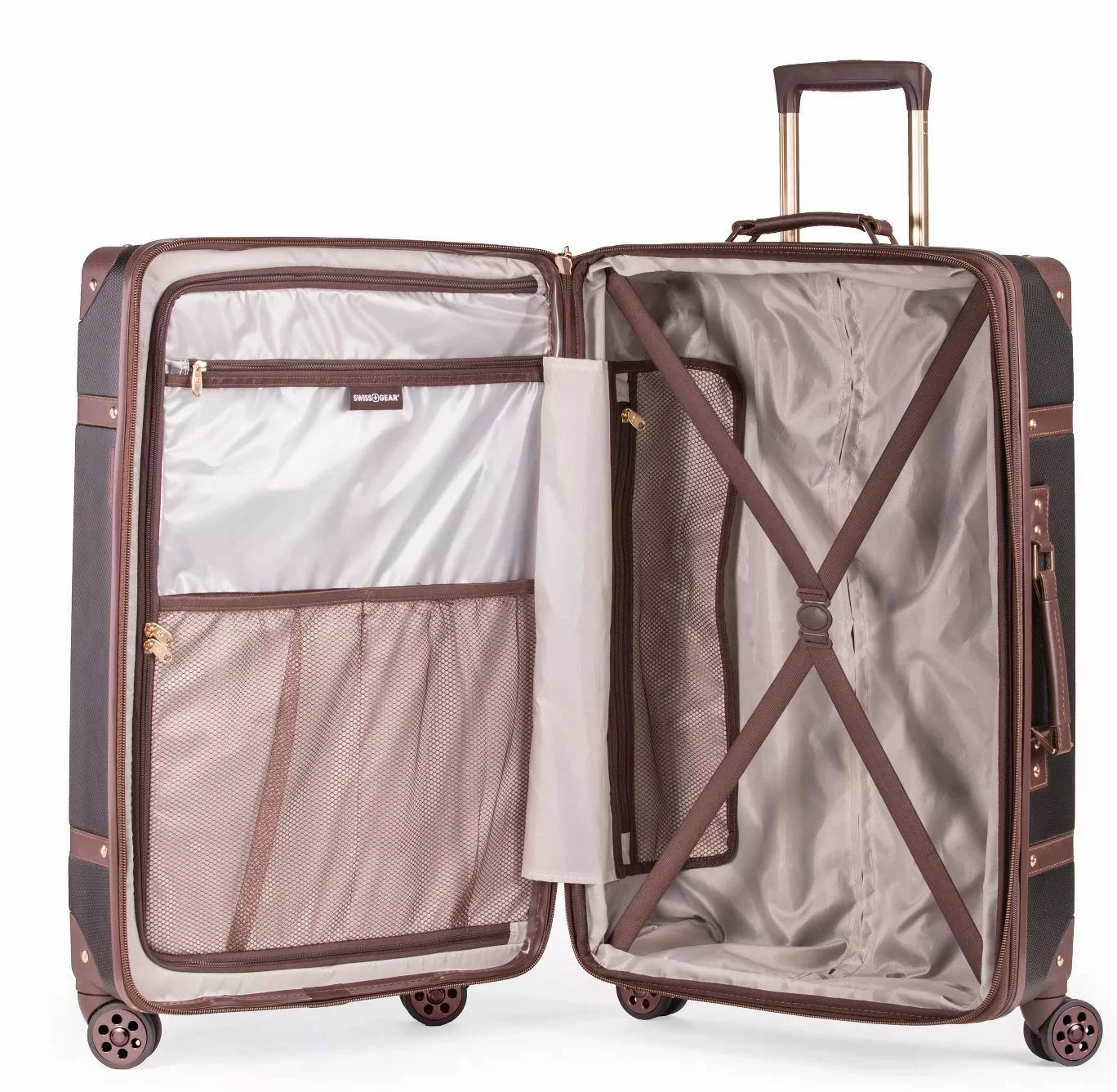 SWISSGEAR 7739 Trunk, Hardside Spinner Luggage, Large Checked Suitcase - Black