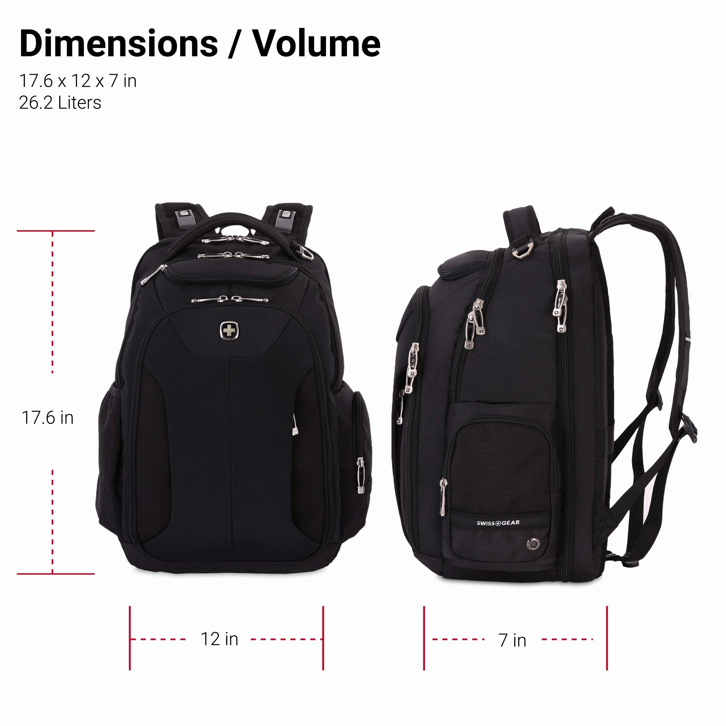 SWISSGEAR Large ScanSmart Laptop Backpack | TSA-Friendly Carry-on | Travel, Work, School | Men's and Women's - Black