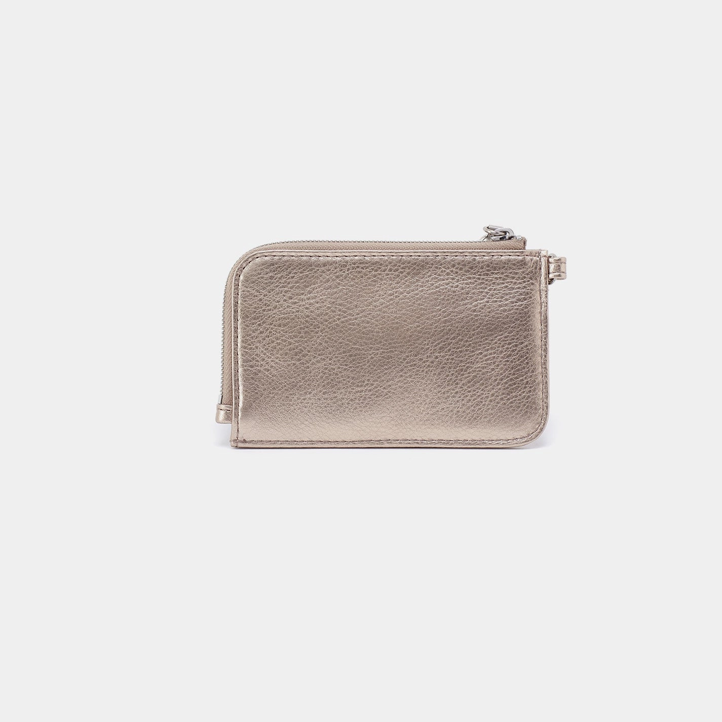 Tabby Card Wristlet In Metallic Leather - Cameo Quartz