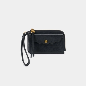 Tabby Card Wristlet In Pebbled Leather - Black