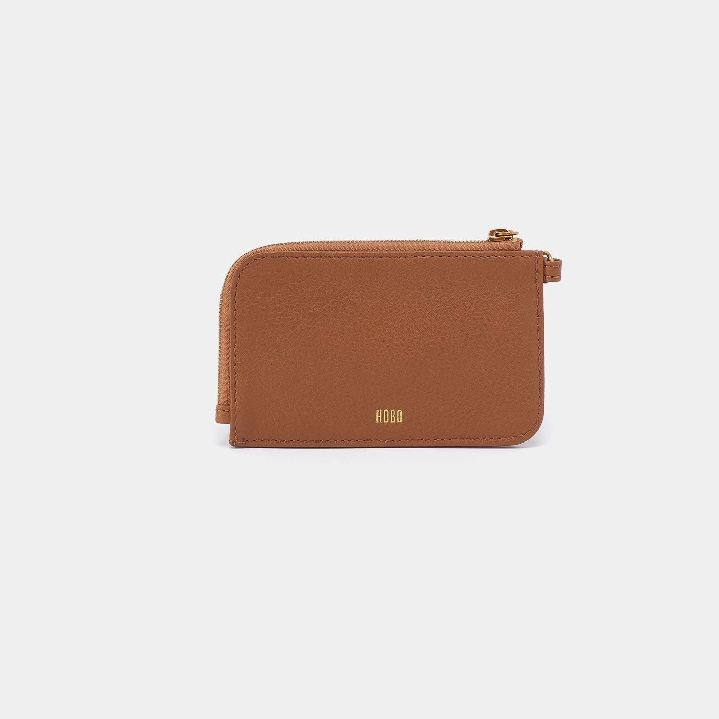 Tabby Card Wristlet In Pebbled Leather - Warm Honey