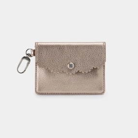 Tabby Flap Card Case In Metallic Leather - Cameo Quartz