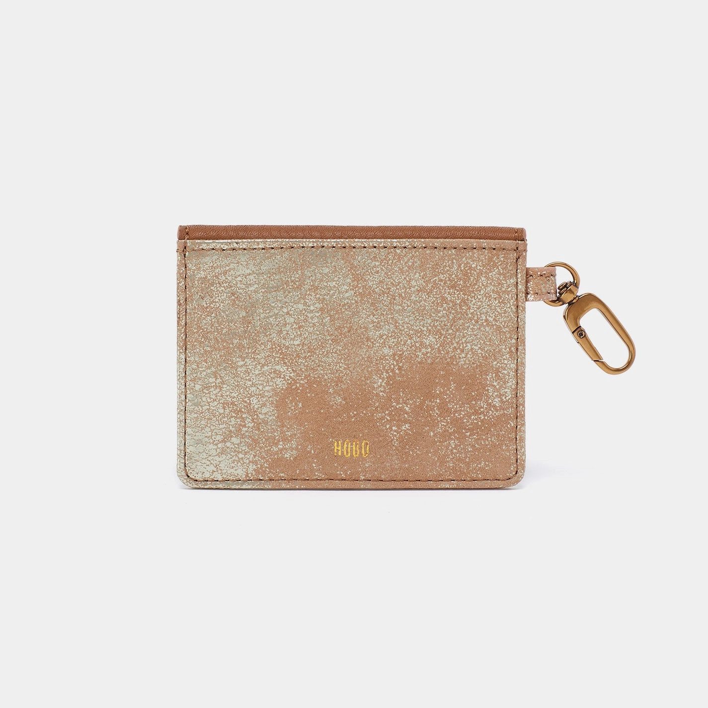 Tabby Flap Card Case In Metallic Leather - Saddle Stardust
