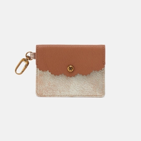 Tabby Flap Card Case In Metallic Leather - Saddle Stardust