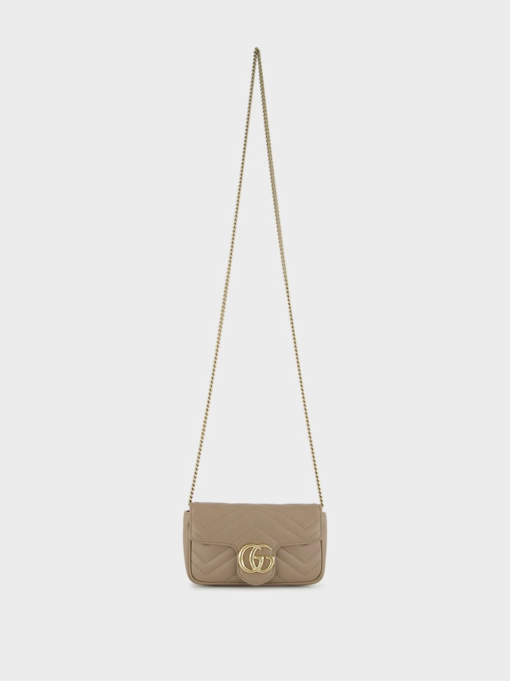 Taupe Leather GG Marmont Super Mini Bag