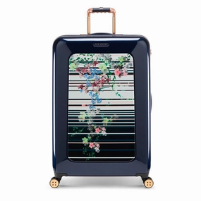 Ted Baker Take Flight Pergola Stripe Check-In Large Luggage Dark Blue