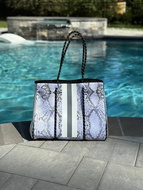 The Paula Neoprene Tote In Silver