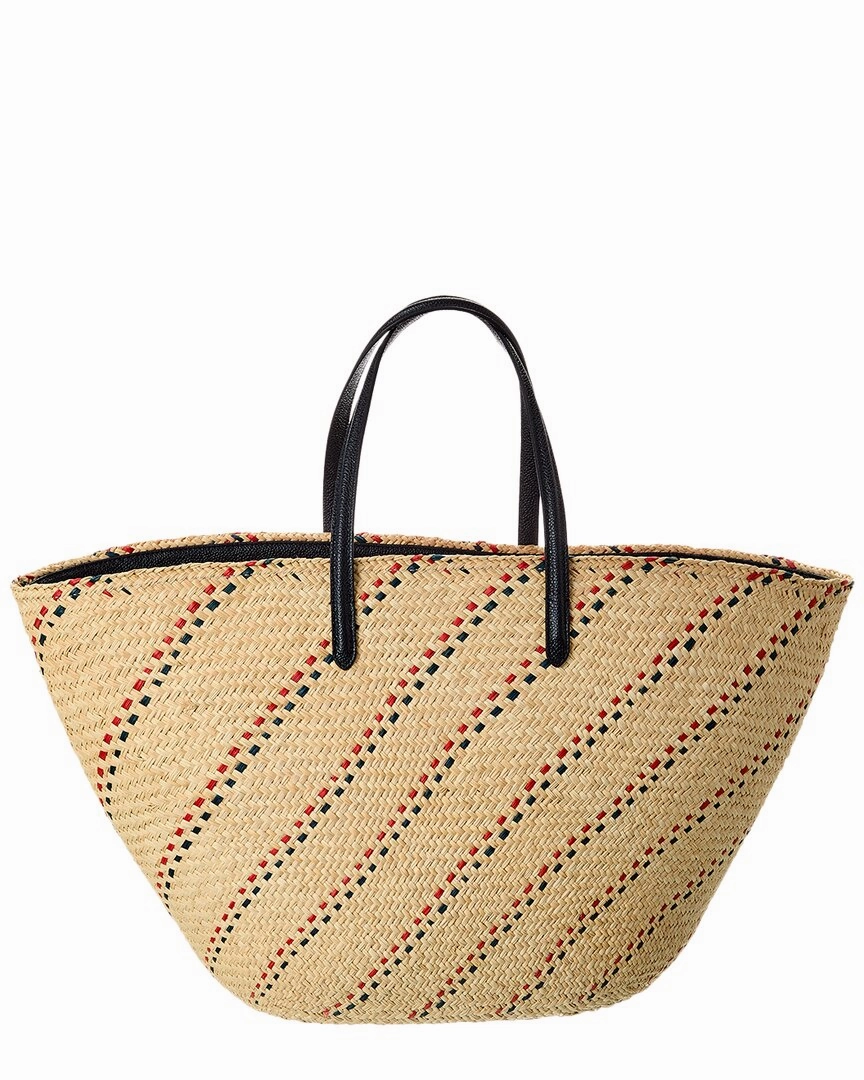 Thom Browne Large Raffia & Leather Basket Tote