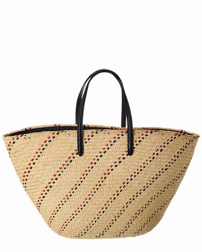 Thom Browne Large Raffia & Leather Basket Tote
