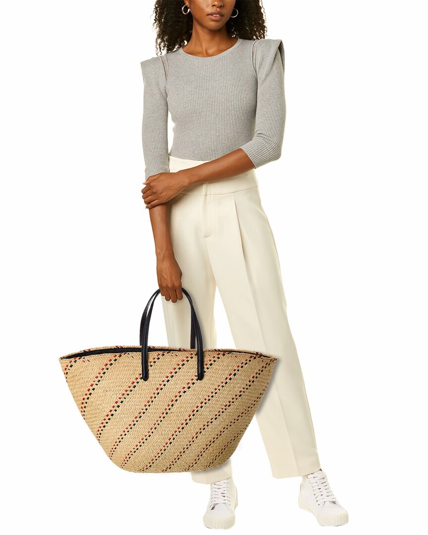 Thom Browne Large Raffia & Leather Basket Tote