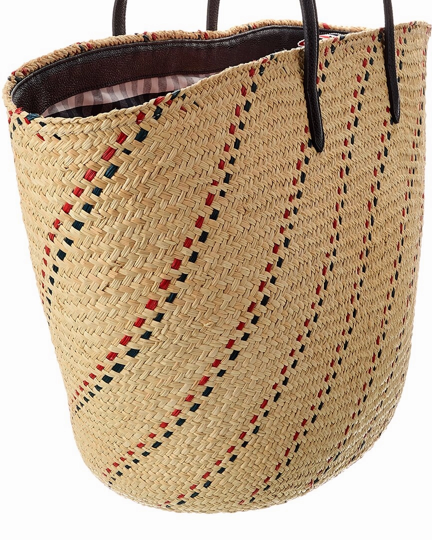 Thom Browne Large Raffia & Leather Basket Tote