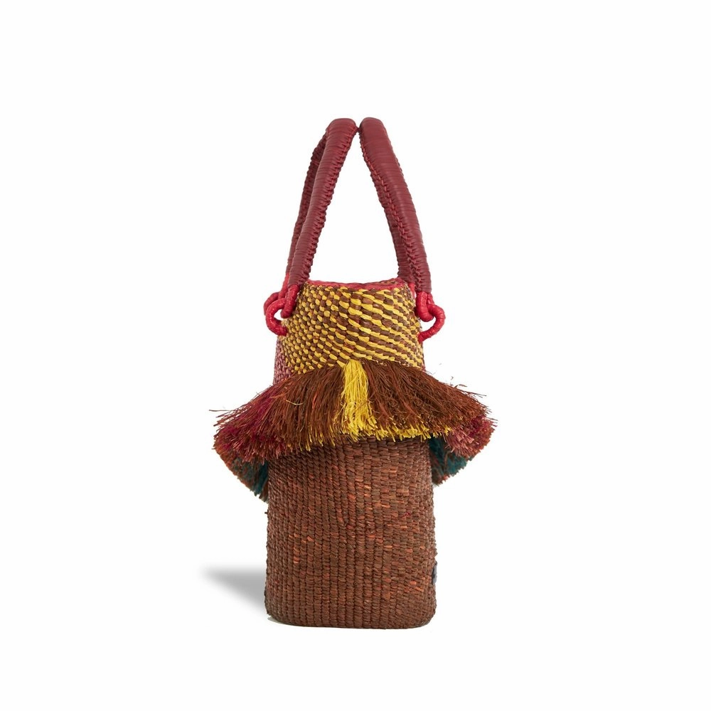 Tia Blush Top Handle Raffia Tote Bag