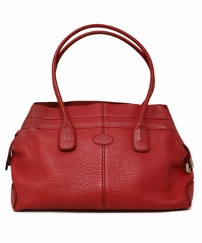 Tod's Red Grained Leather Tote