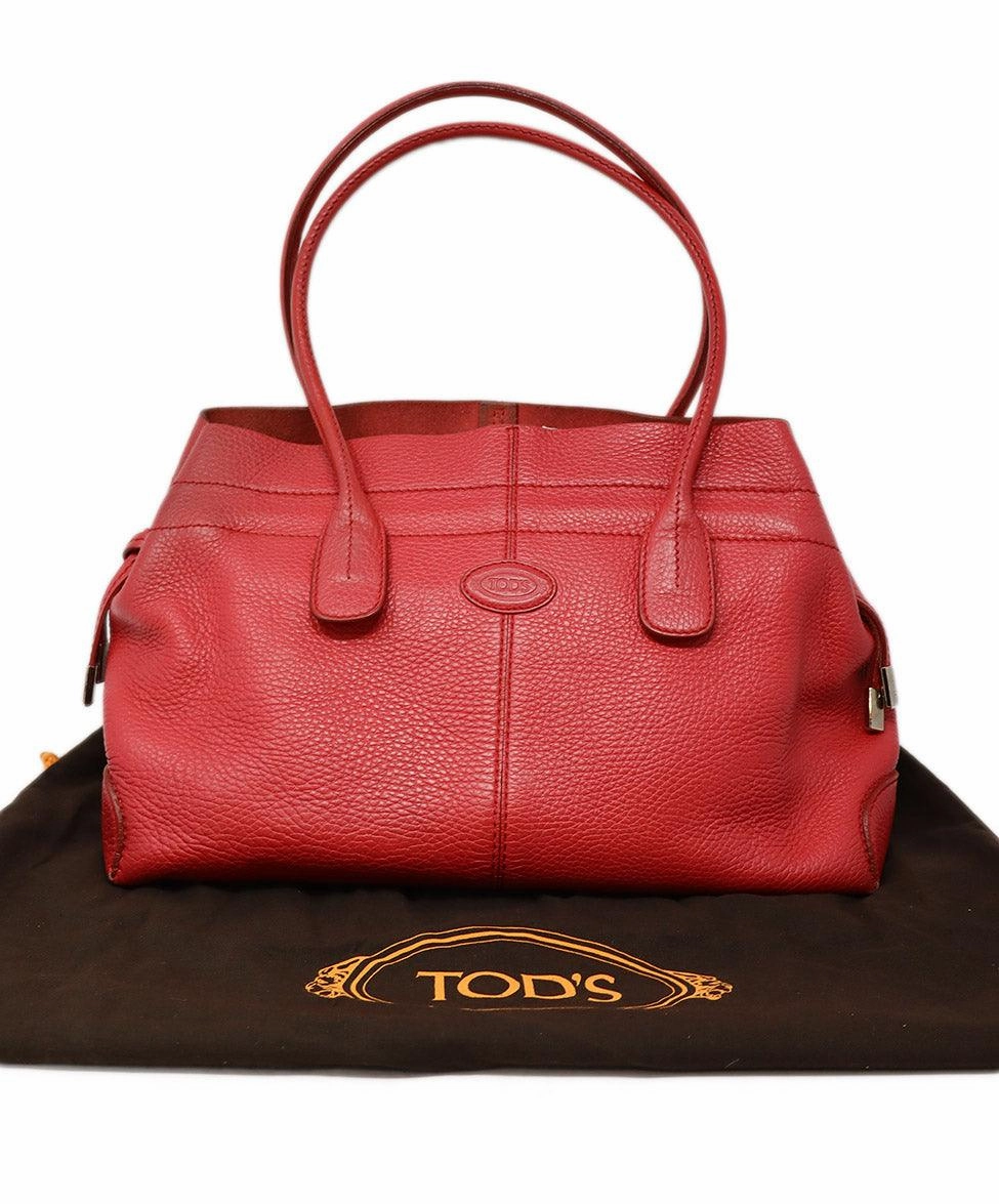 Tod's Red Grained Leather Tote