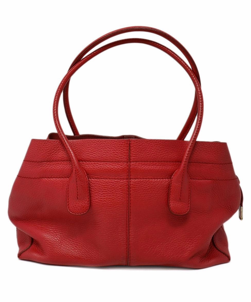 Tod's Red Grained Leather Tote