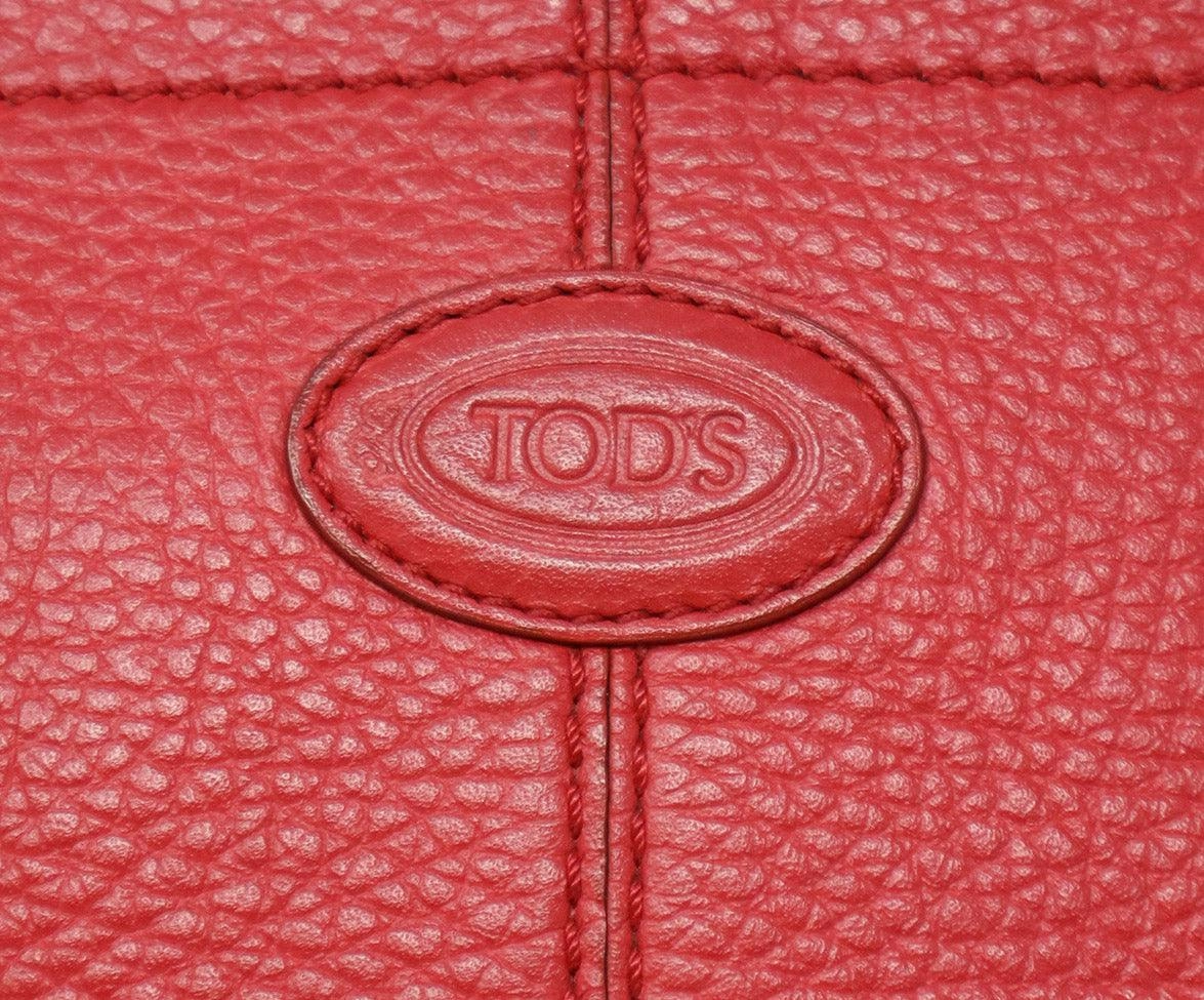 Tod's Red Grained Leather Tote