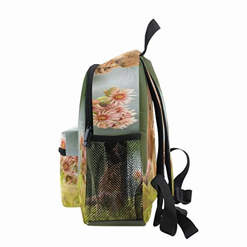 Toddler Backpack Red Squirrel With Flowers Mini Preschool Bag for Unisex Kids