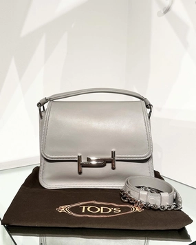TODS Small Double T Logo Leather Handle Shoulder Crossbody Bag