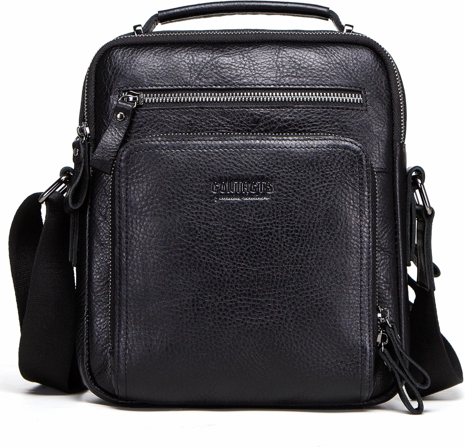 Top Grain Leather 11" Messenger Bag for Man & Woman, Multi Pockets, Fits to 8.3"/10.9" iPad for Daily/School/Business/Travel