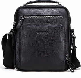 Top Grain Leather 11" Messenger Bag for Man & Woman, Multi Pockets, Fits to 8.3"/10.9" iPad for Daily/School/Business/Travel