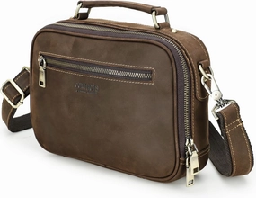 Top Grain Leather 8.3" Messenger Bag for Man & Woman, Multi Pockets, Fits to 7.9"/8.3" iPad for Daily/School/Business/Travel