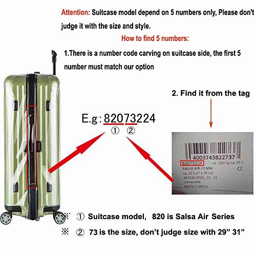 Transparent Cover for Rimowa Salsa Air PVC Clear Case Cover (32" for 82077364, 105L)