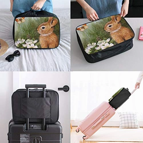 Travel Bags Rabbit & Flower Portable Foldable Great Trolley Handle Luggage Bag