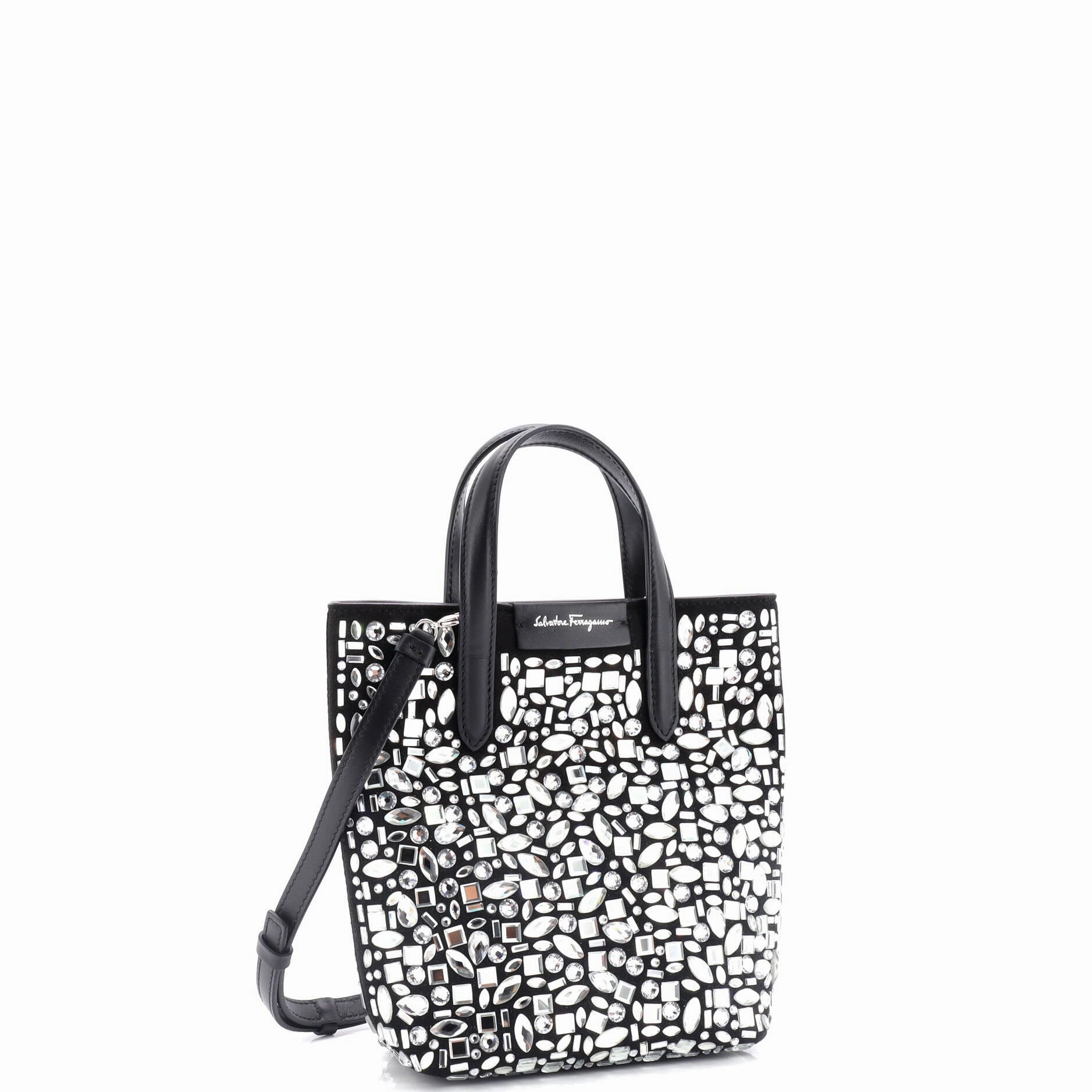 Travel Mosaic Tote Crystal Embellished Suede
