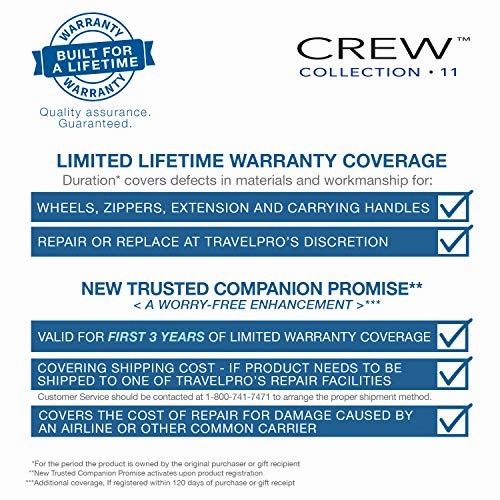 Travelpro Luggage Crew 11 21" Carry-on Slim Hardside Spinner w/USB Port, Obsidian Black/Blue Interior