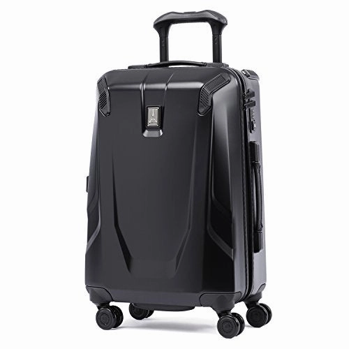 Travelpro Luggage Crew 11 21" Carry-on Slim Hardside Spinner w/USB Port, Obsidian Black/Blue Interior