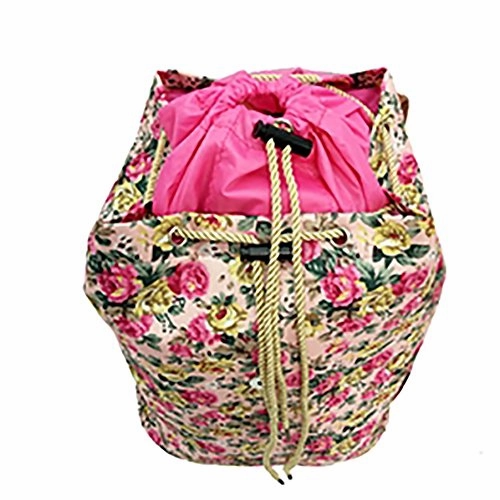 Trendy Flyer Backpack Travel Overnight Tote Duffel Purse Pink Flowers