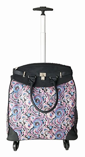 Trendy Flyer Computer/Laptop Rolling Bag 4 Wheel Case Paisley Pink