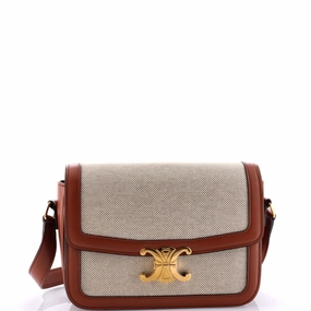 Triomphe Shoulder Bag Canvas with Leather Medium