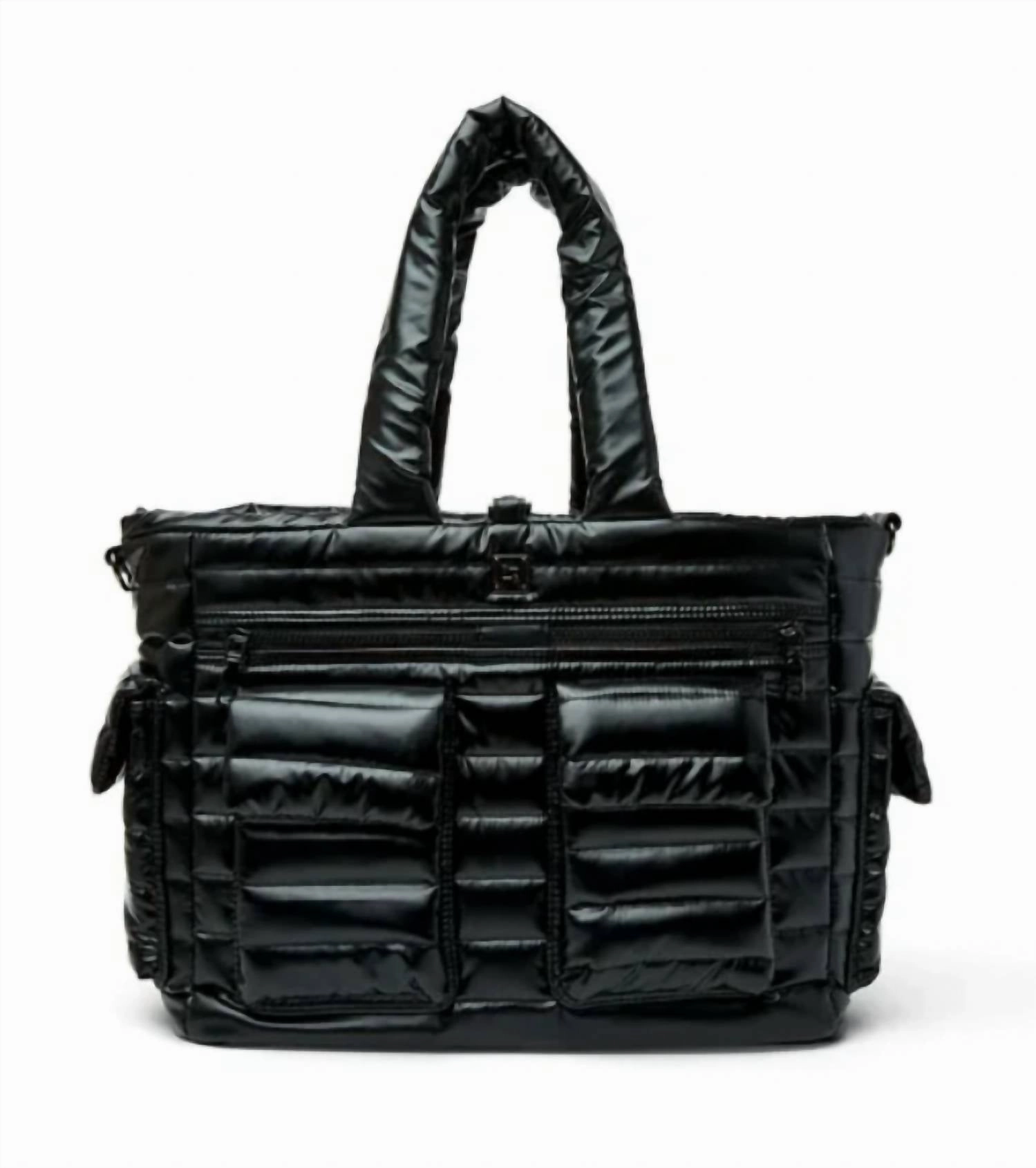 Two Faced Reversible Tote In Pearl Black