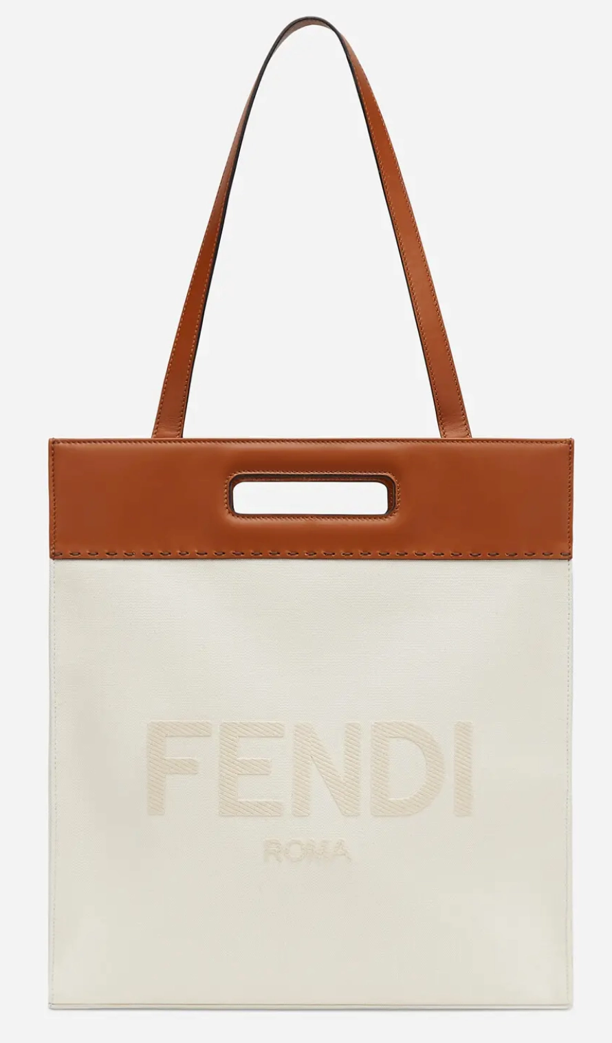 Two-tone Canvas and Leather Shopping Bag