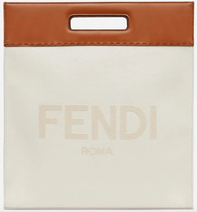 Two-tone Canvas and Leather Shopping Bag