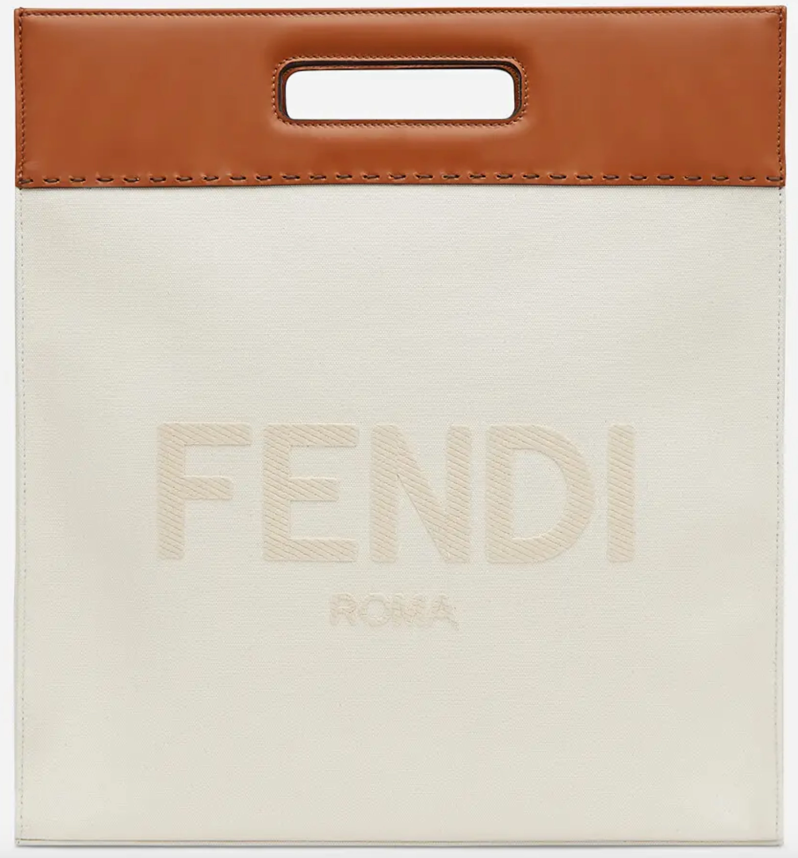 Two-tone Canvas and Leather Shopping Bag