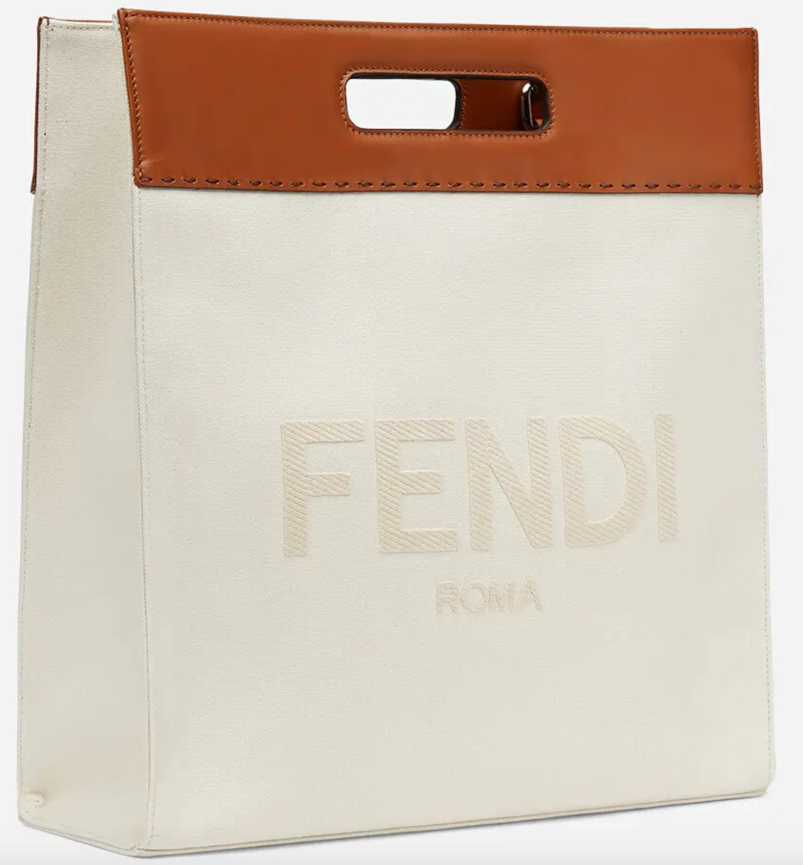 Two-tone Canvas and Leather Shopping Bag