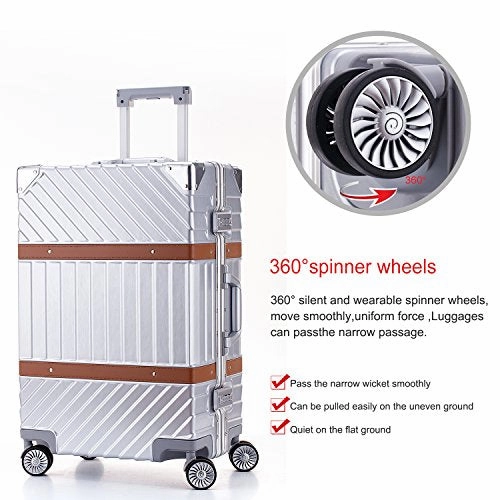 Unitravel Aluminum Hardside Luggage Vintage Travel Suitcase Spinner Wheels Tsa