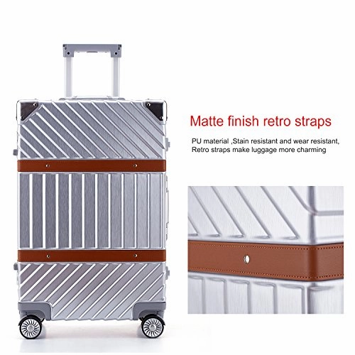 Unitravel Aluminum Hardside Luggage Vintage Travel Suitcase Spinner Wheels Tsa