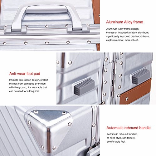 Unitravel Aluminum Hardside Luggage Vintage Travel Suitcase Spinner Wheels Tsa