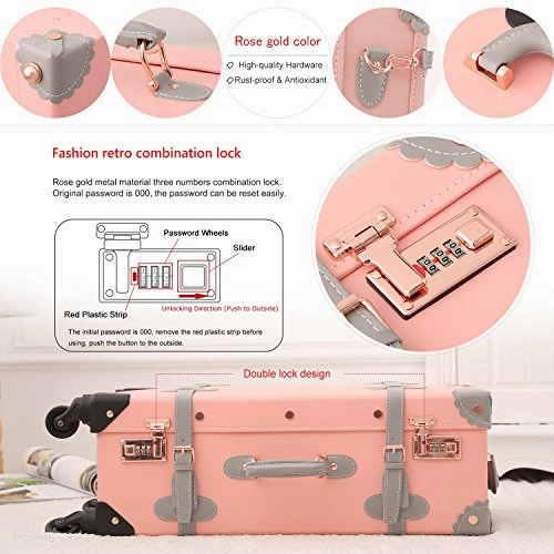 Unitravel Hardside Spinner Luggage Sets Travel Vintage Suitcase Set 3 Pieces
