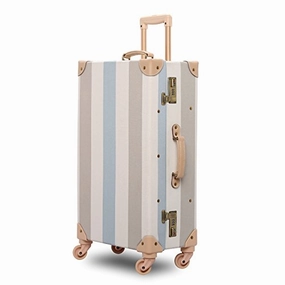 Unitravel Hardside Travel Luggage Vintage Floral Suitcase Stripe Spinner Wheels